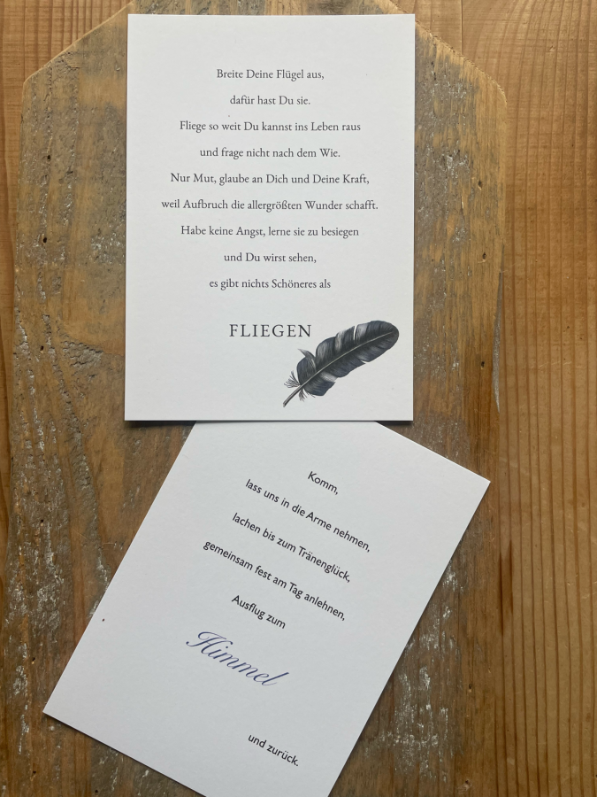 Postkarten mit lyrischen Texten