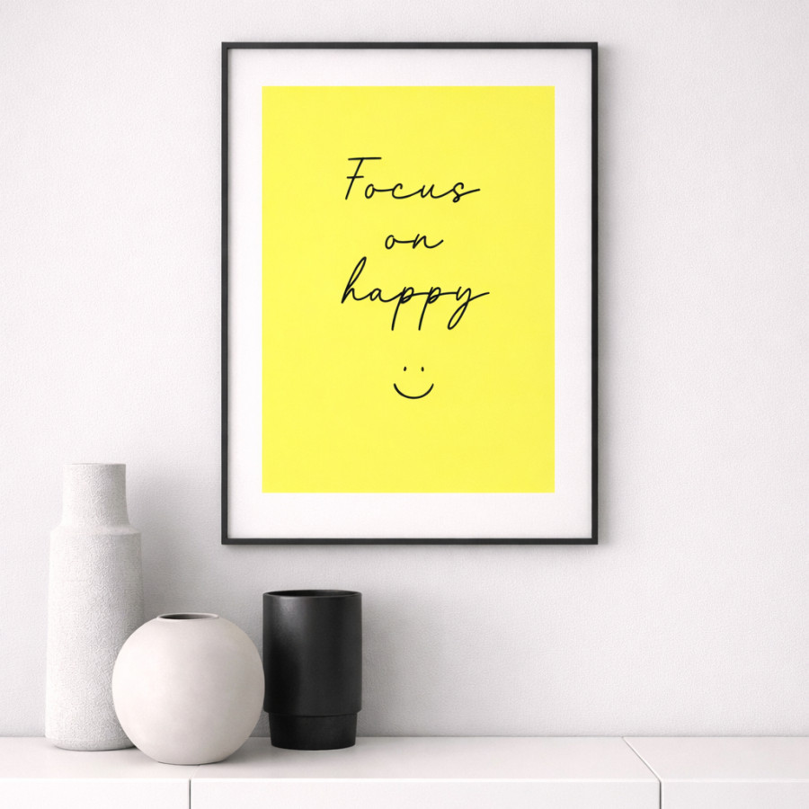 Poster Neon „Focus on happy“