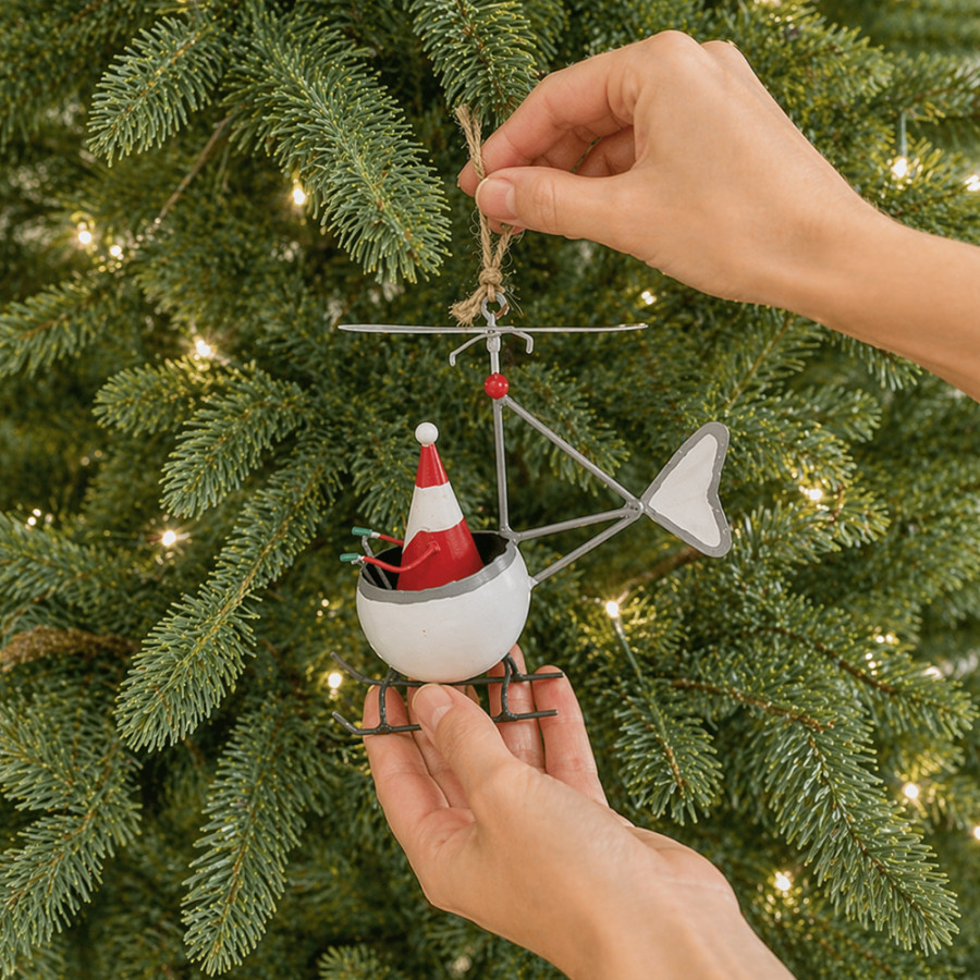 Santa in helicopter, handmade