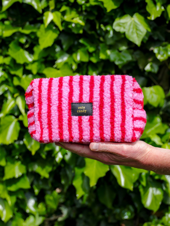 Teddy fabric zipper make up bag